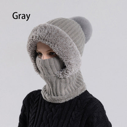 Women's Winter One-Piece Knitted Beanie Scarf Mask