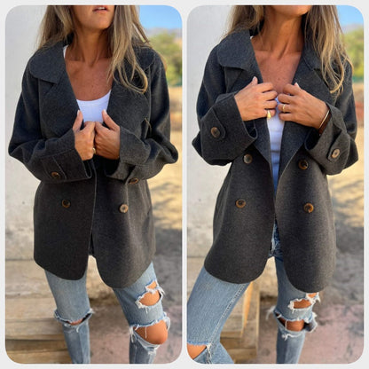 ✨New For Autumn ✨Women's Faux Tweed Casual Lapel Long Sleeve Coat