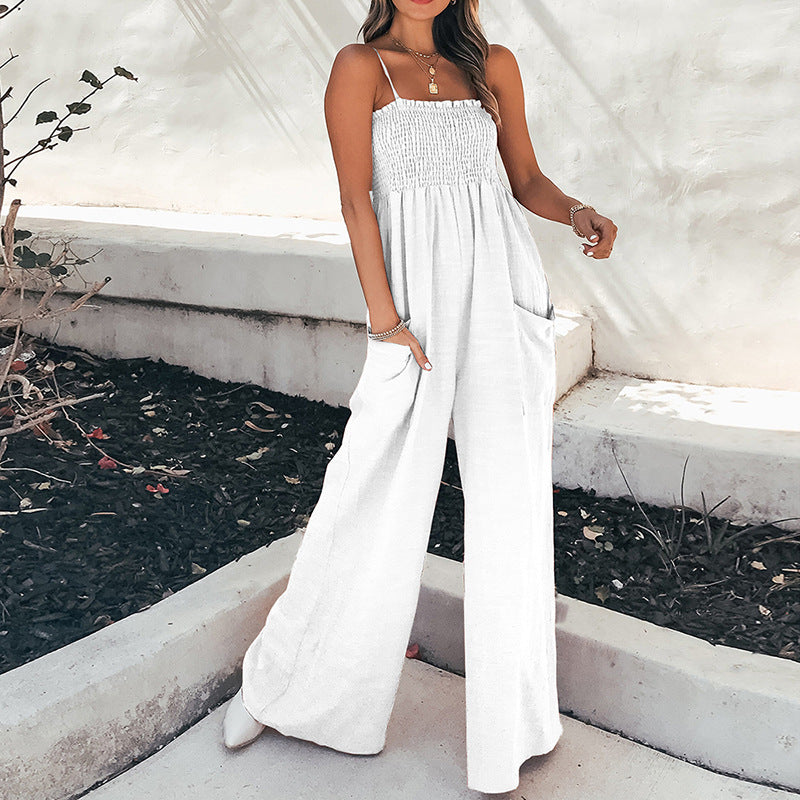 Ladies Gather Top Wide Leg Jumpsuit