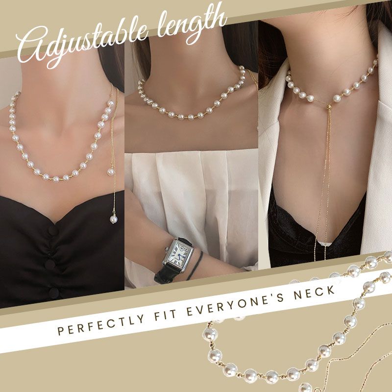 Stylish Drawstring Adjustable Pearl Necklace