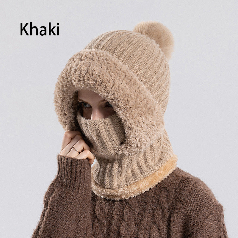 Women's Winter One-Piece Knitted Beanie Scarf Mask