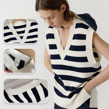 V-Neck Striped Pullover Sweater or Pullover Vest