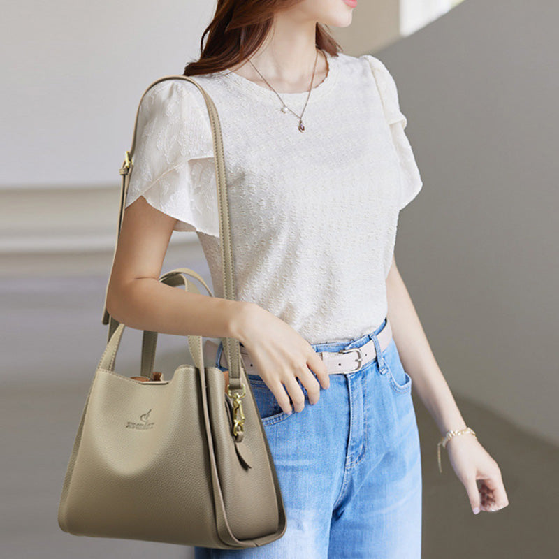 Best Gift For Her - Fashionable Classic Multi-Functional Soft Embossed Leather Bag