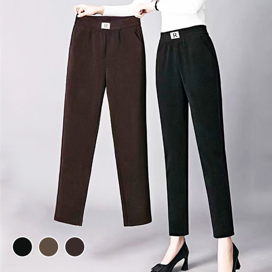 Corduroy High Waist Straight Leg Plush Pants For Women