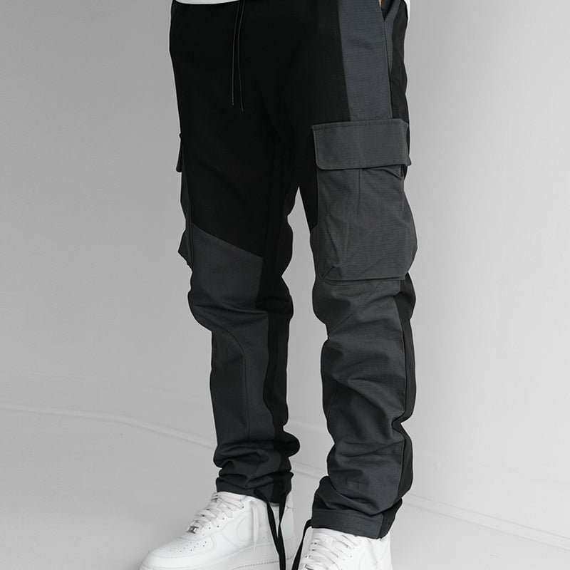 Men's Patchwork Multi-Pockets Drawstring Elastic Waist Cargo Pants