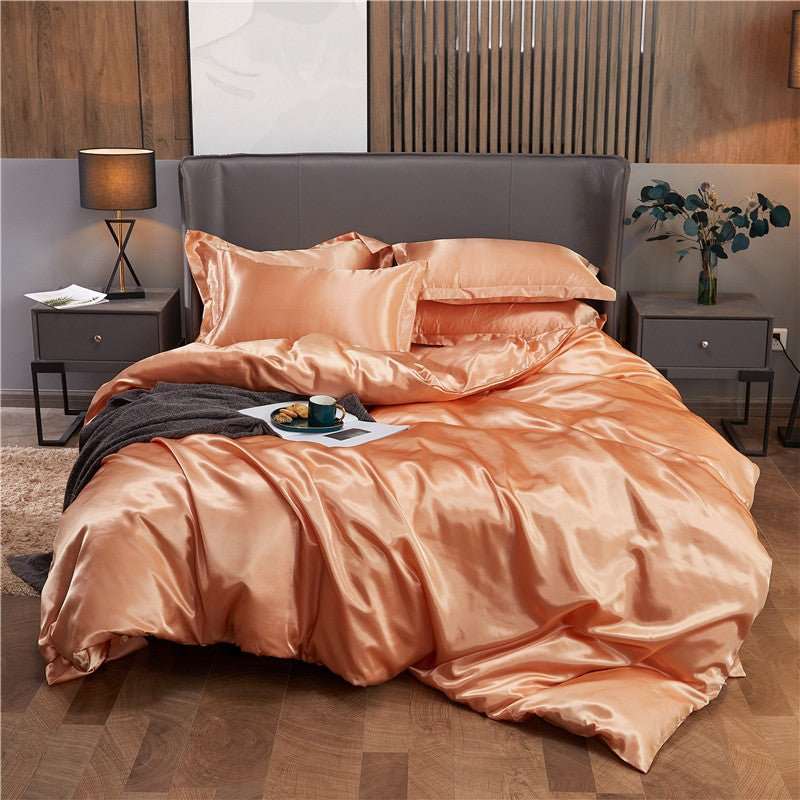 25 Momme Luxury Pure Mulberry Silk Bedding Set of 4（1x Quilt Cover + 1x Bedsheet + 2x Pillowcases）