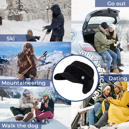 Women's Winter Warm Knit Beanie Caps with Visor