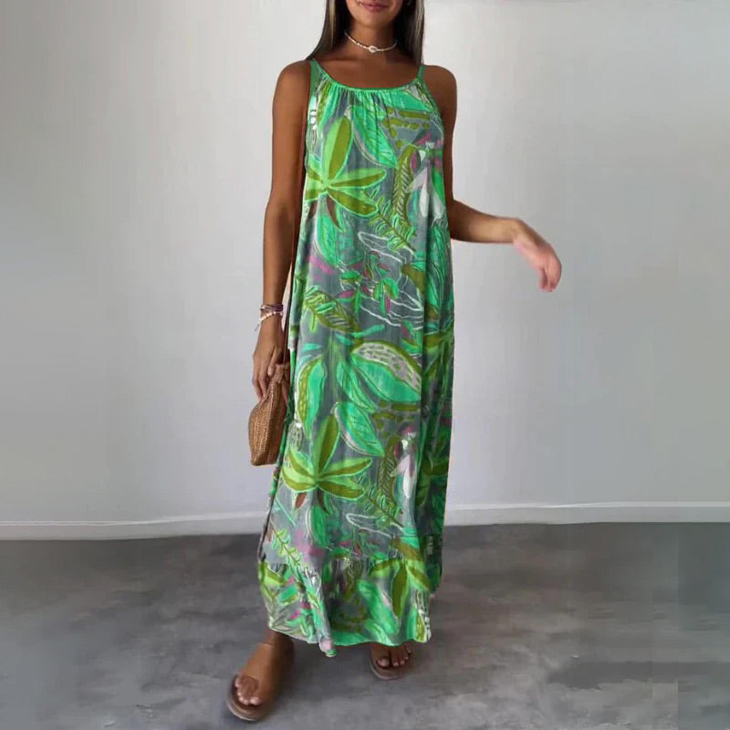 Printed Sleeveless Long Dress