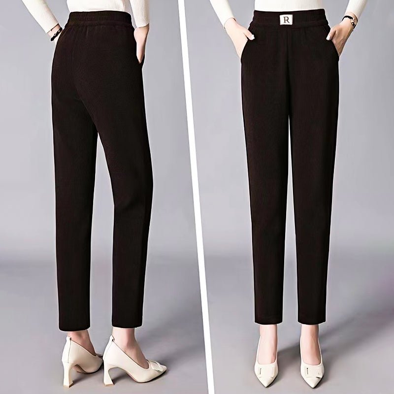 Corduroy High Waist Straight Leg Plush Pants For Women