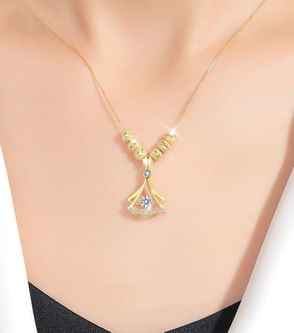 Gingko Necklace with Diamonds