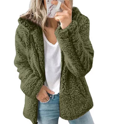 Women Open Front Hooded Cardigan Pocket Outwear