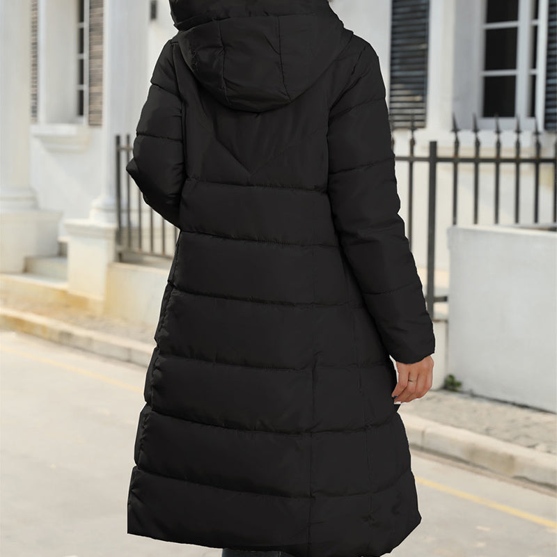 Women's Mid-Length Hooded Cotton Jacket Coat