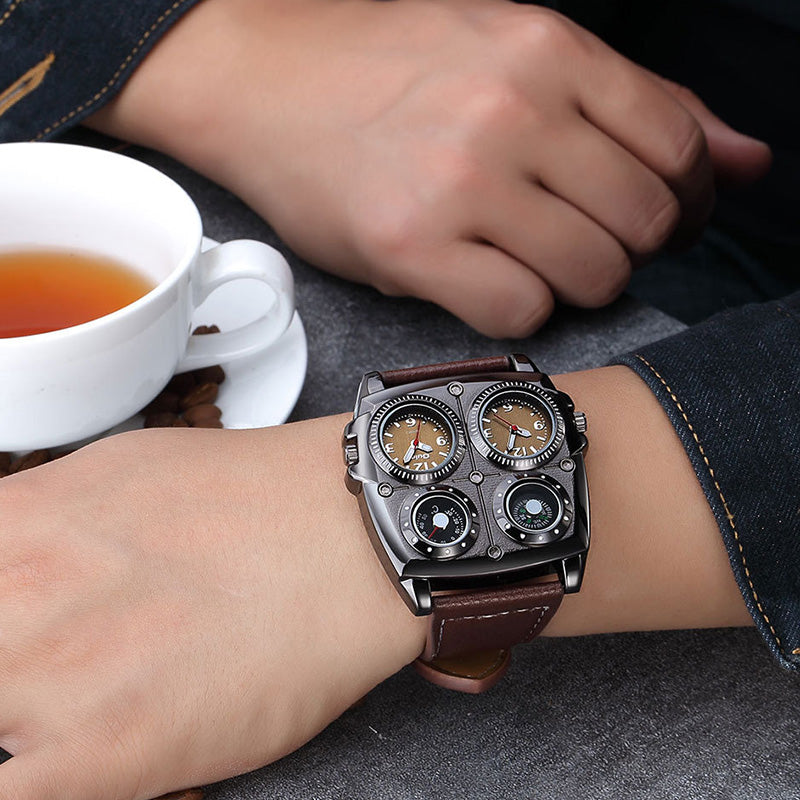 Men's Steampunk Dual Time Zone Quartz Watch