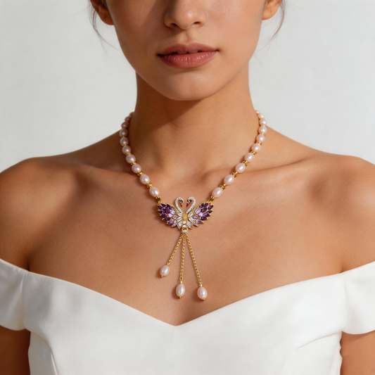 ⏳Time-Limited Special⏰Purple Double Swan Pendant Necklace – Fairy Elegance & Trendy
