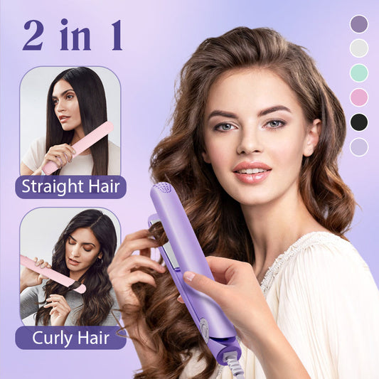 2-in-1 Mini Curling Wand & Flat Iron Hair Straightener