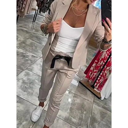 Women's Casual Suit Jacket Pants 2-Piece Set