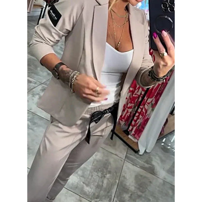 Women's Casual Suit Jacket Pants 2-Piece Set