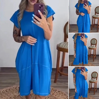 💕Women’s T-Shirt Midi Dress with Pockets