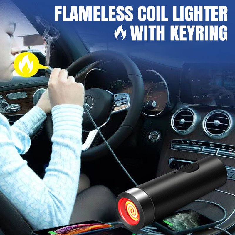 Flameless & Windproof Coil Lighter with Keyring