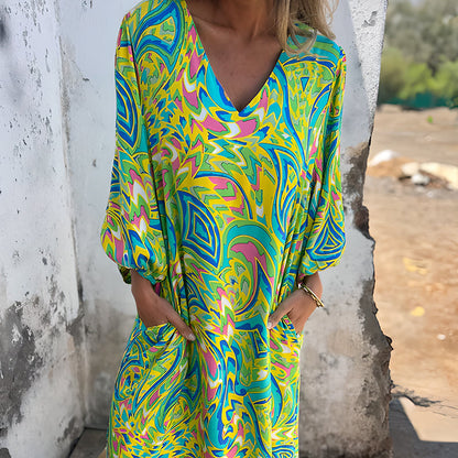 Vibrant Bohemian Printed Maxi Dress