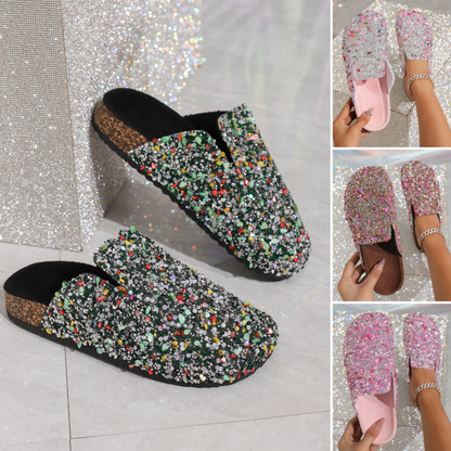 💕Women's Comfortable Casual Sequin Cork Slippers