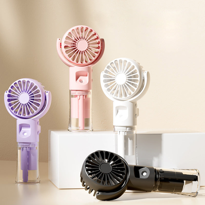 🌀✨ Portable Rechargeable Handheld Misting Fan – Nano-Mist, 4 Speeds, Type-C, Quiet