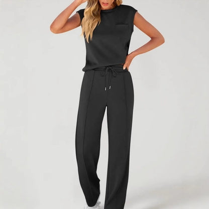 💖Women's Casual Sleeveless Top and Drawstring Pants 2-Piece Set