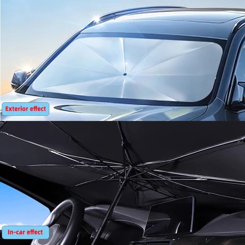 ☀️Car Sunshade – Effective Heat Insulation, UV Block & Easy Foldable Auto Windshield Protector