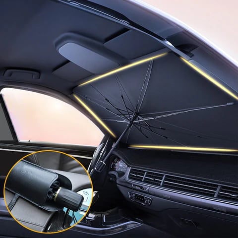 ☀️Car Sunshade – Effective Heat Insulation, UV Block & Easy Foldable Auto Windshield Protector