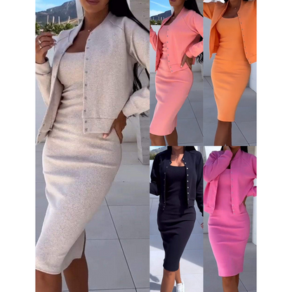 Women's Strap Bodycon Dress & Jacket Set