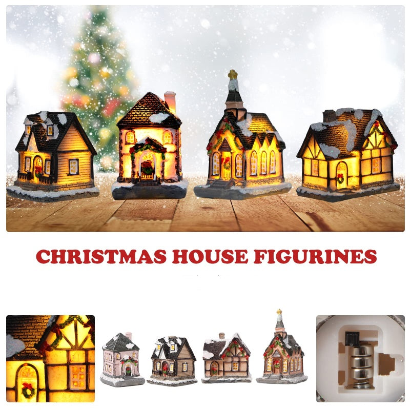 Miniature LED Lighted Christmas Village House