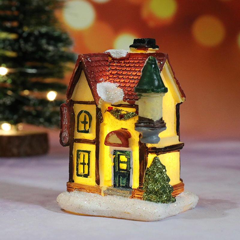 Miniature LED Lighted Christmas Village House