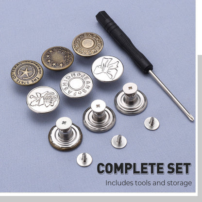 Removable No-Sew Jeans Buttons Set