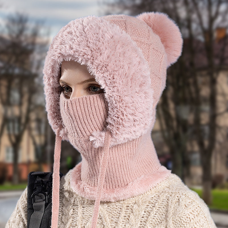 🔥Stylish Chunky Winter Knit Hat - With Warm Face Cover and Scarf