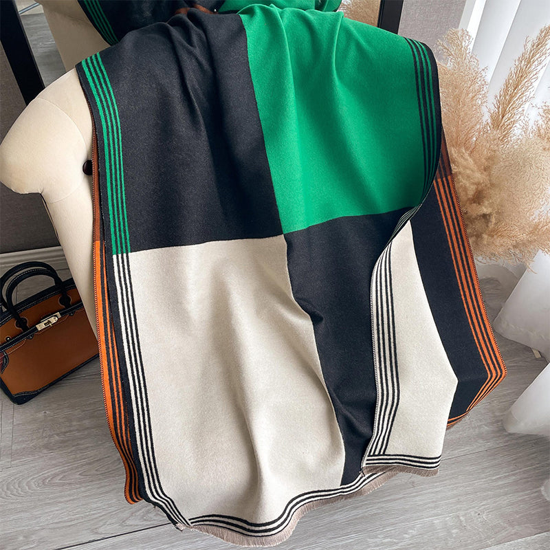 Oversized Color-Block Scarf Shawl