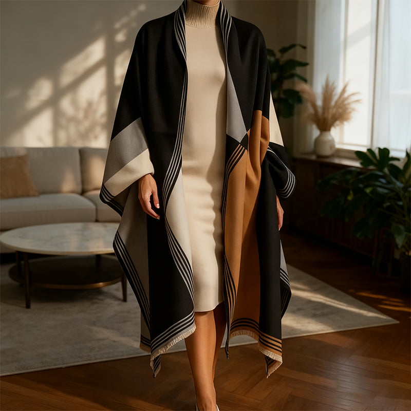 Oversized Color-Block Scarf Shawl