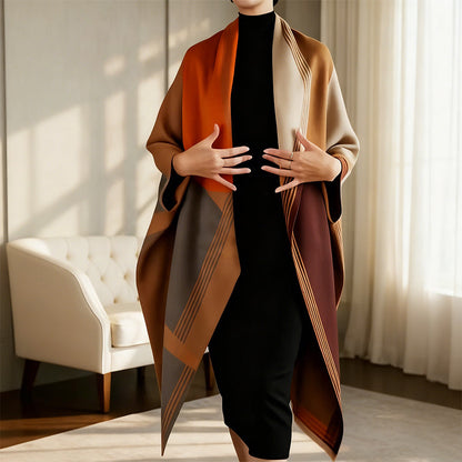 Oversized Color-Block Scarf Shawl