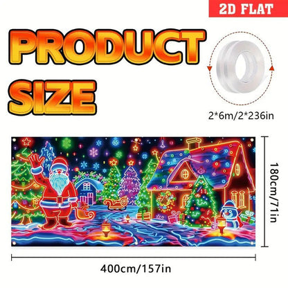 🎇🚪UV Activated Christmas Garage Door Cover Banner, Glows in Dark🔥🎉