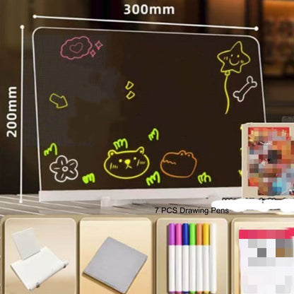 ✨ Erasable Light-Up Acrylic Drawing Board with Stand, DIY Transparent LED Message Sign