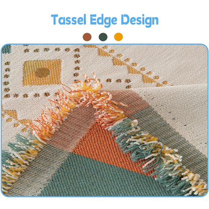 Reversible Bohemian Sofa Cover with Tassels