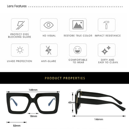 Chic Oversized Square Blue Light Blocking Glasses