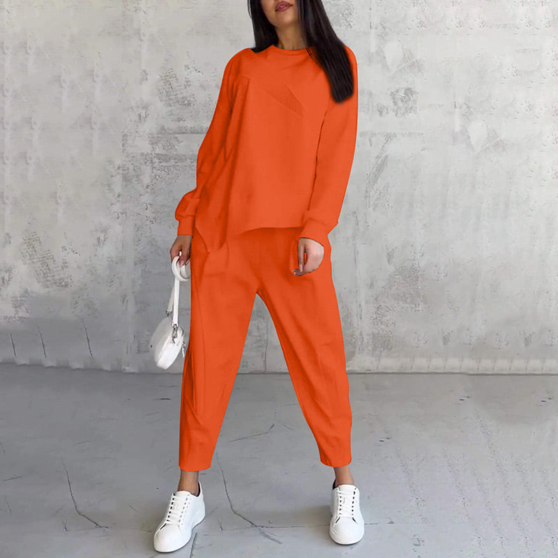 🔥Women's Irregular Hem Top & Casual Pants Set