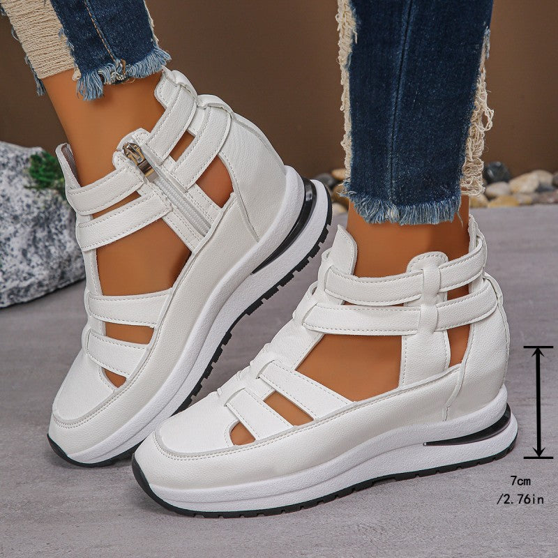 Women's Fashion Breathable Wedge Sandals with Side Zipper Closure