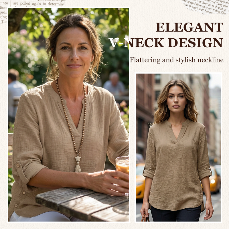 Casual Solid Color Button Side Slit Top