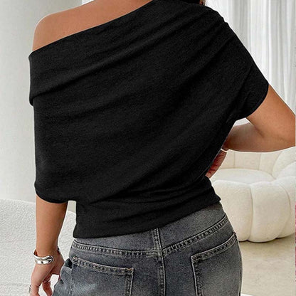 Women's Asymmetrical Off-Shoulder Batwing Sleeve Top👚
