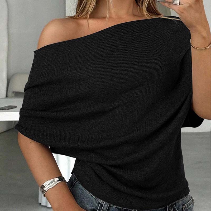 Women's Asymmetrical Off-Shoulder Batwing Sleeve Top👚