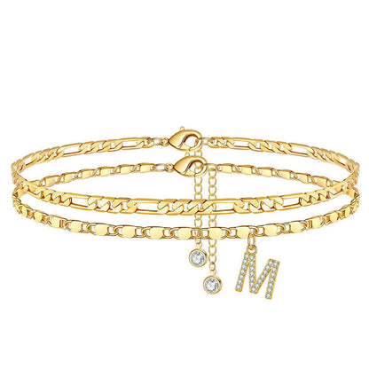 Layered Gold Ankle Bracelet for Women