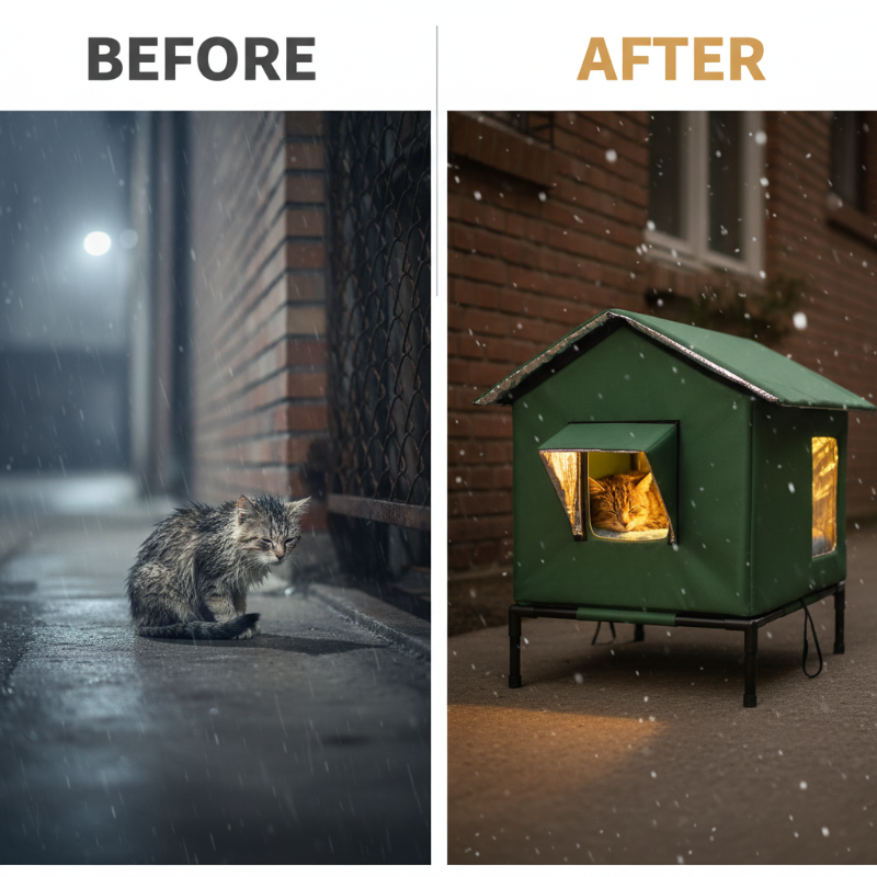 🐈 All-Weather Elevated Outdoor Cat House – Waterproof Oxford Cloth, Thermal Aluminum Lining & Foldable Design 🌧️