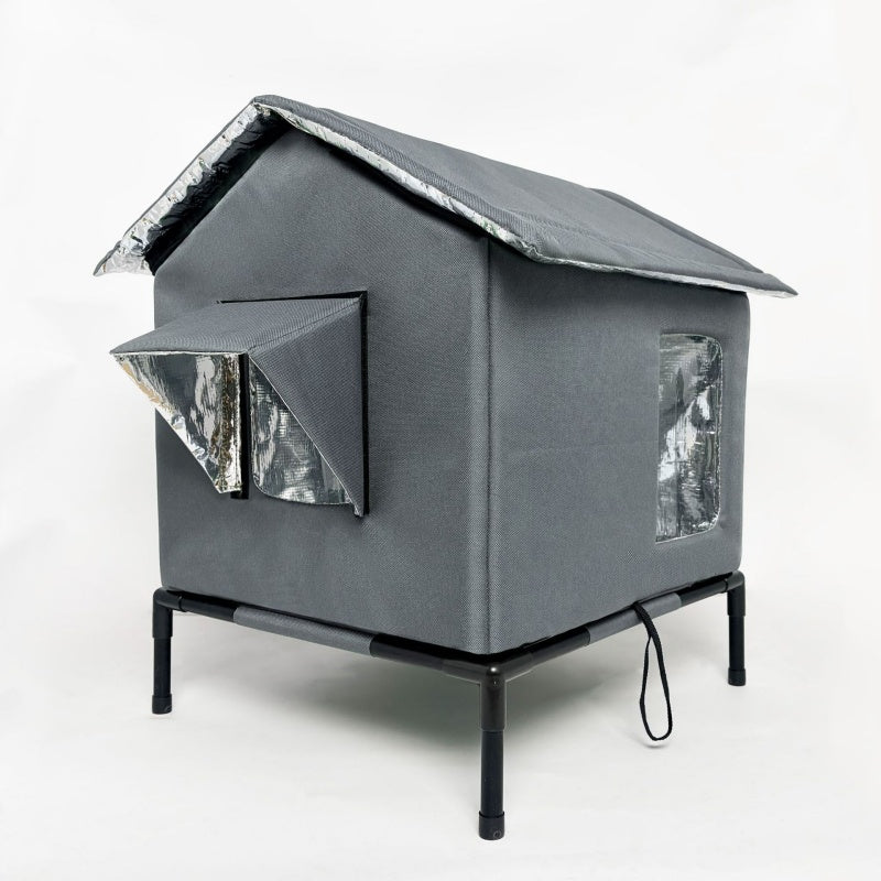 🐈 All-Weather Elevated Outdoor Cat House – Waterproof Oxford Cloth, Thermal Aluminum Lining & Foldable Design 🌧️