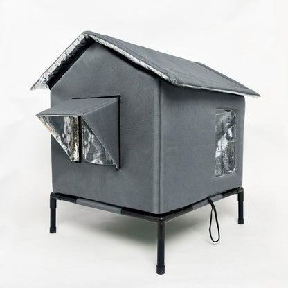 🐈 All-Weather Elevated Outdoor Cat House – Waterproof Oxford Cloth, Thermal Aluminum Lining & Foldable Design 🌧️